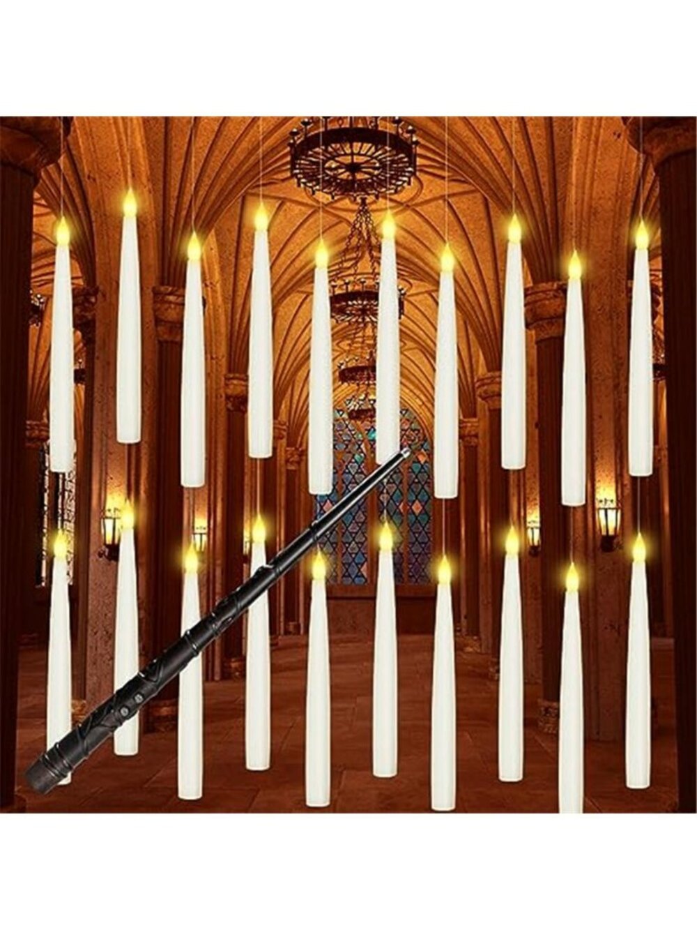 20PCS Floating Candles with Wand, Magic Hanging Candles, Flickering
